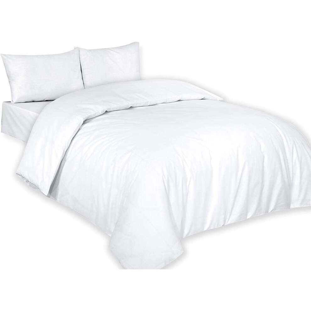 (White, Single) Plain Duvet Cover, Quilt Cover Set with Pillowcases, Bedroom Bedding Bed Set in following colours and Sizes