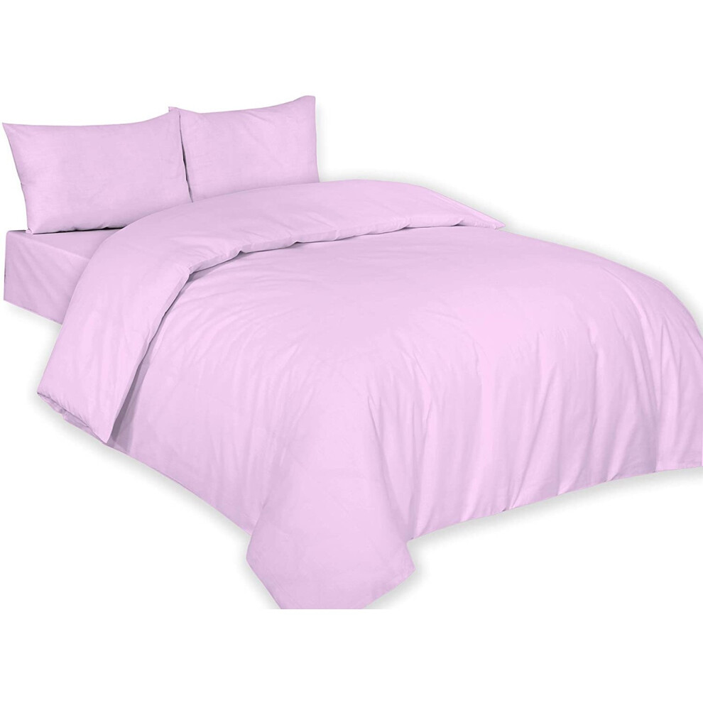 (Lilac, King) Plain Duvet Cover, Quilt Cover Set with Pillowcases, Bedroom Bedding Bed Set in following colours and Sizes