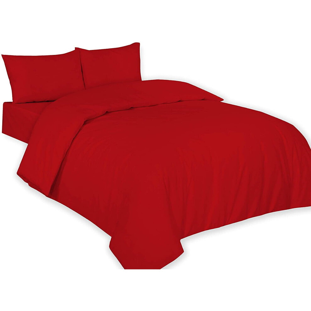 (Red, King) Plain Duvet Cover, Quilt Cover Set with Pillowcases, Bedroom Bedding Bed Set in following colours and Sizes