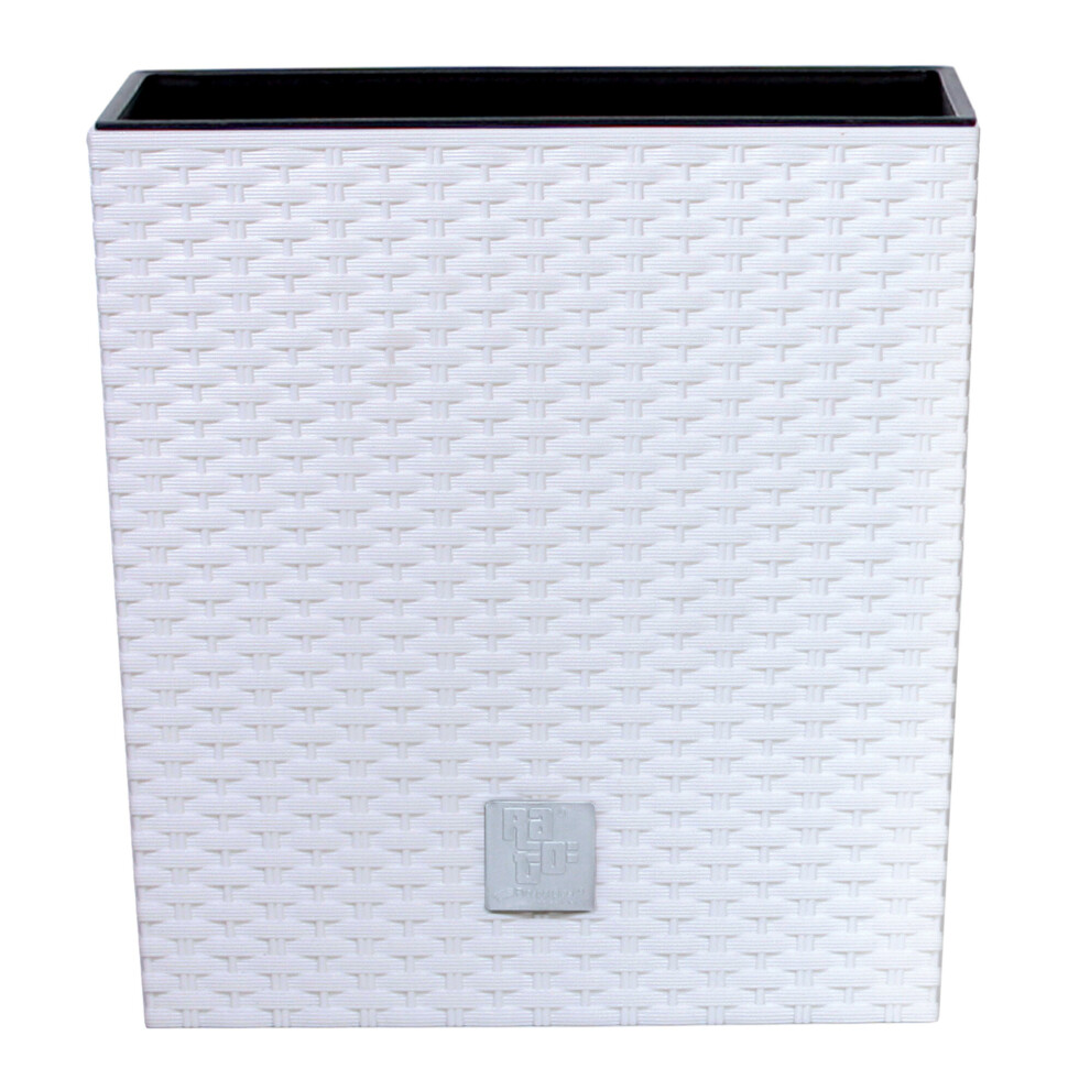 (White, 2) Square Low Elegant Tall Plant Pot Indoor Outdoor [Medium]-image-OPC-P75DZWV-NEW