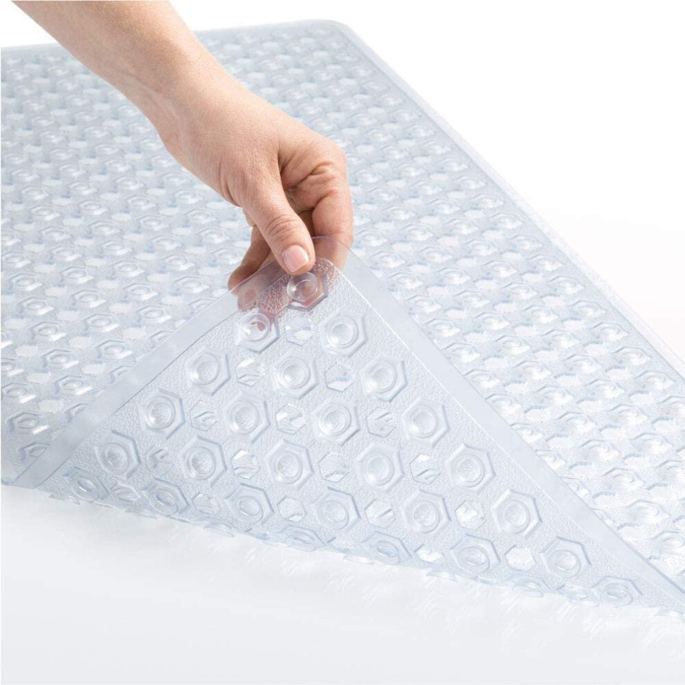 Photos - Other Bathroom Accessories Extra-Large Crystal Clear Non-Slip Shower Bath Mat 40x100 cm - Washable PVC with Strong Suction Cups