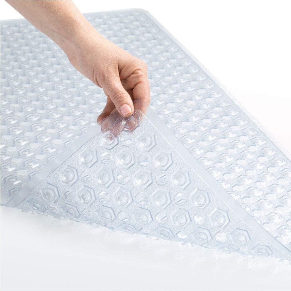 Rectangle Non-Slip Machine Washable Bath Mat, Clear