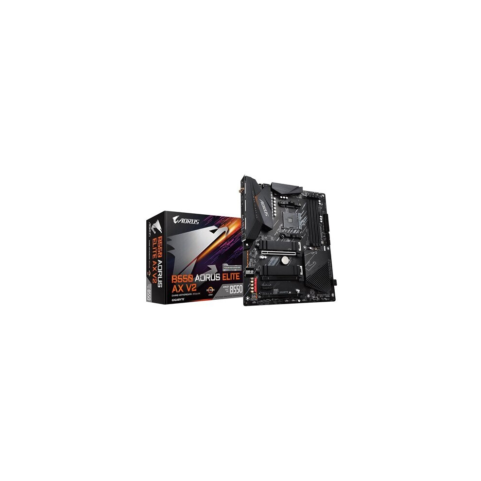 Gigabyte B550 Aorus Elite Ax V2 Scheda Madre - Cpu Amd Ryzen 5000, Vrm A 12+2 Fasi, Fino A 4733 Mhz DDR4, 1Xpcie 4.0 + 1Xpcie 3.0 M.2, Wi-Fi 6E, Lan 2.5Gbe, Usb 3.2 Gen 2-image