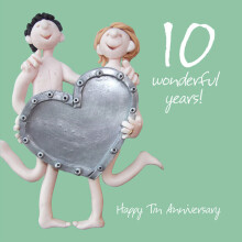 Happy 10th Tin Anniversary Greeting Card One Lump or Two Holy Mackerel Cards