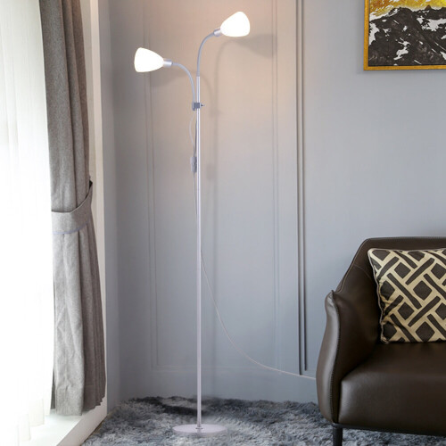 Living And Home (Silver) Modern Floor Lamp 2 Light Reading Light 1