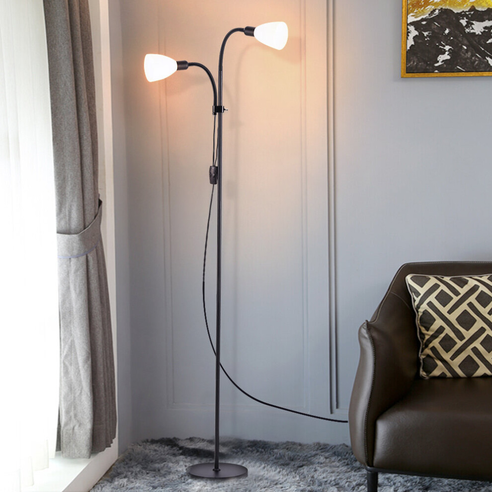 (Black) Modern Floor Lamp 2 Light Reading Light