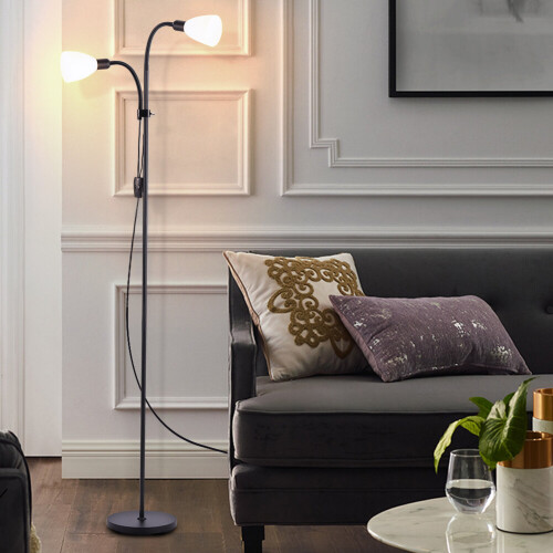 Living And Home (Black) Modern Floor Lamp 2 Light Reading Light 1