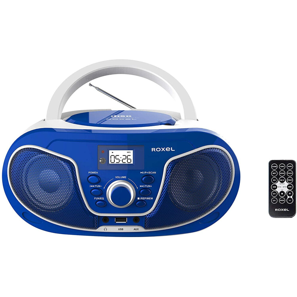 Roxel RCD-S70BT Portable Boombox CD Player with Bluetooth, Remote Control, FM Radio, USB MP3