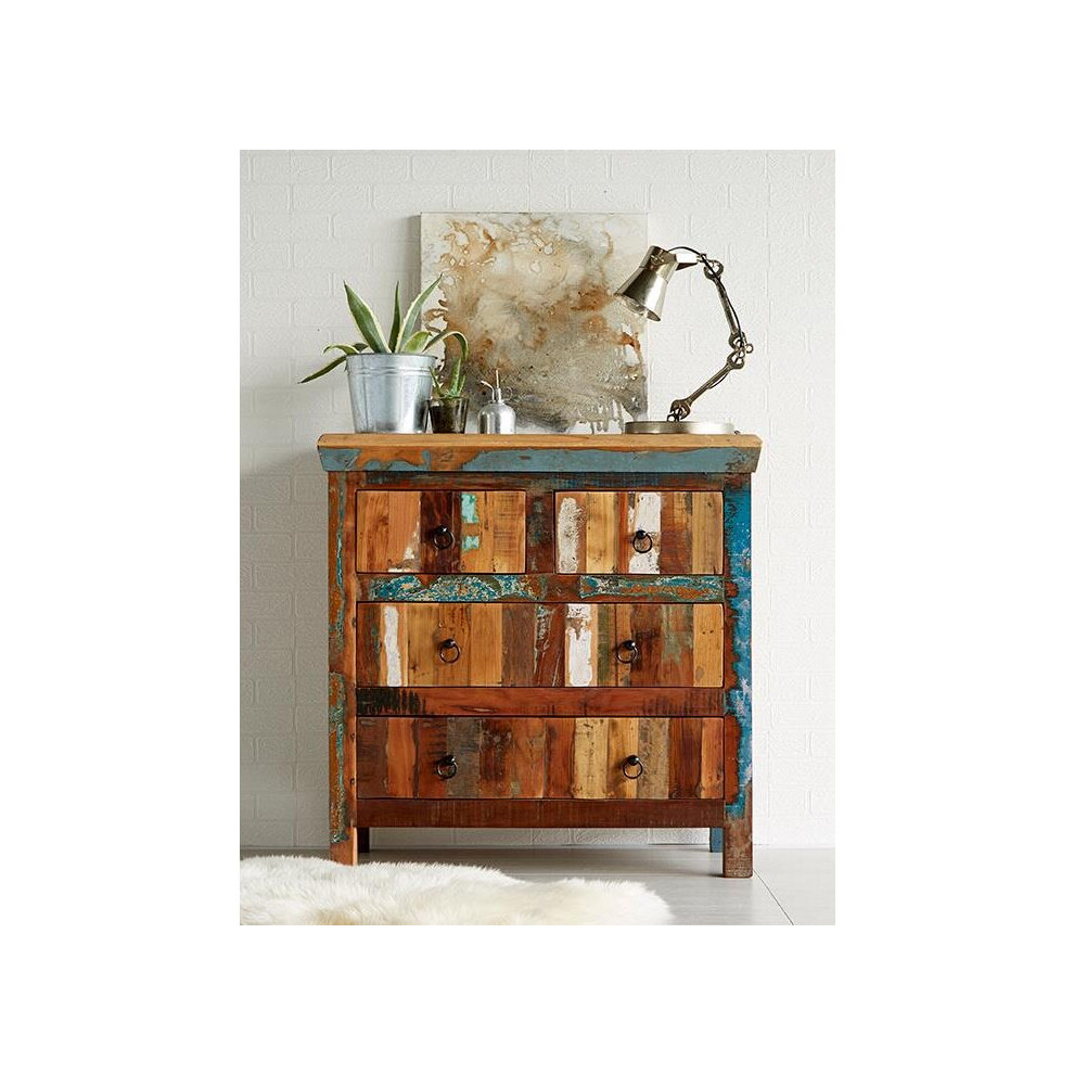 Beverly 4 Drawer Chest of Drawers Storage Bedroom Display Cabinet Rustic Wood