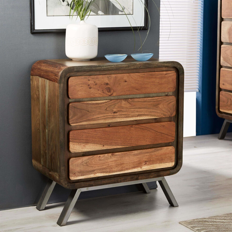 Winston 4 Drawer Wide Chest Bedroom Storage Unit Solid Mango Wood Contemporary