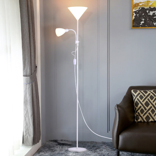 Living And Home (White) Floor Lamp Uplighter 2 Way Floor Light Reading Light 1