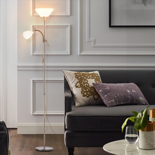 Living And Home (Copper) Floor Lamp Uplighter 2 Way Floor Light Reading Light