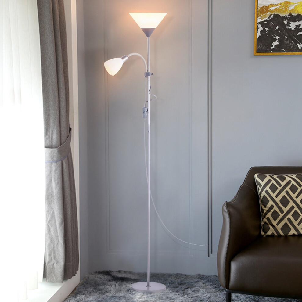 (Grey) Floor Lamp Uplighter 2 Way Floor Light Reading Light