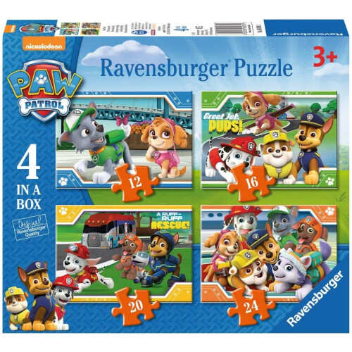 Ravensburger 6936 Paw Patrol-4 in Box (12, 16, 20, 24 Piece) Jigsaw Puzzles for Kids Age 3 Years