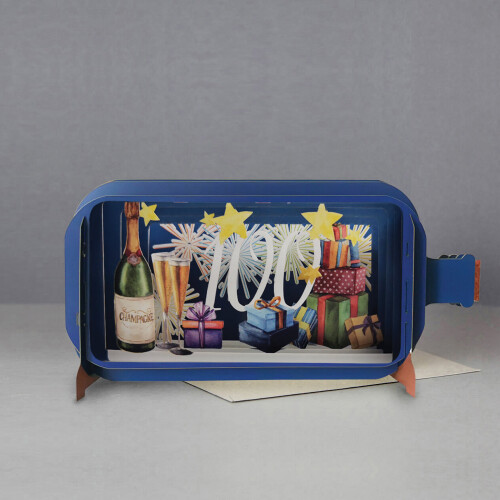 Message In A Bottle Fireworks 100 Pop Up Birthday Greeting Card By Alljoy Cards