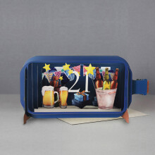 Message In A Bottle Beer 21st Pop Up Birthday Greeting Card By Alljoy Cards