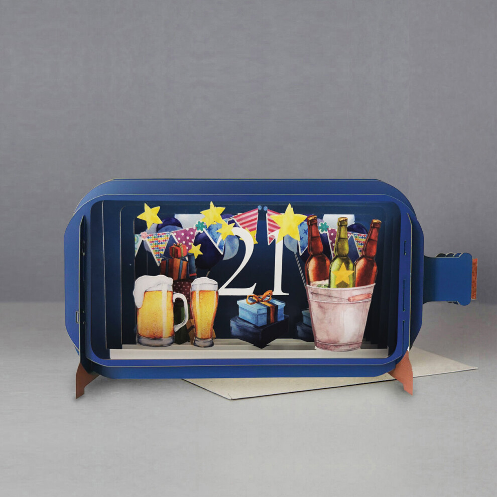 Alljoy Design Message In A Bottle Beer 21St Pop Up Birthday Greeting Card By Alljoy Cards