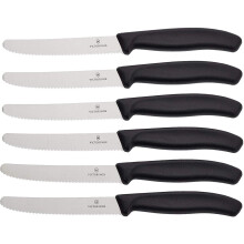 Victorinox 6-Piece Swiss Classic Tomato/Table Knife Set with 11 cm Blade, Stainless Steel, Black