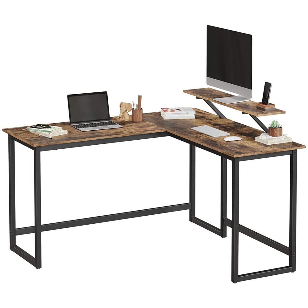 Rustic Corner Desk Industrial Style L Shaped Space Saving Furniture