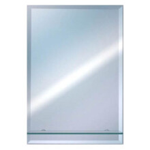 Retangular Bevelled Bathroom Wall Mounted Mirror 50 x 40cm with Glass Shelf