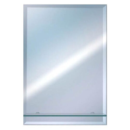 EUROSHOWERS Retangular Bevelled Bathroom Wall Mounted Mirror 50 x 40cm with Glass Shelf