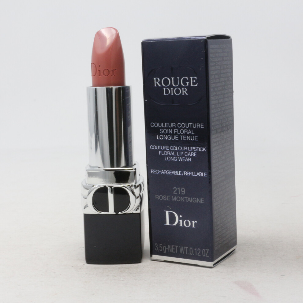 (219 Rose Montaigne (Refillable)) Dior Rouge Dior Lipstick  0.12oz/3.5g New With Box