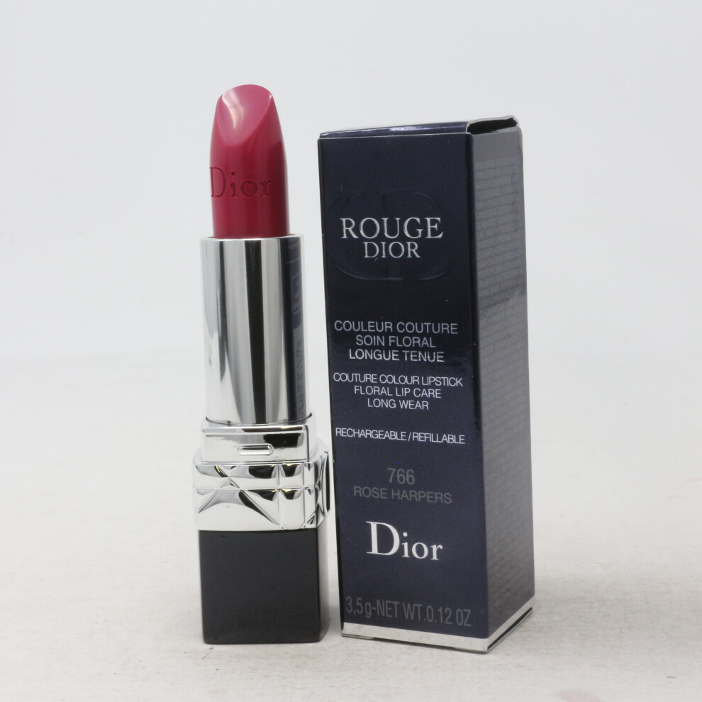 (766 Rose Harpers Satin (Refillable)) Dior Rouge Dior Lipstick  0.12oz/3.5g New With Box