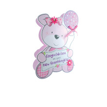 Birth New Baby Granddaughter 3D Paper Dazzle Congratulations Greeting Card