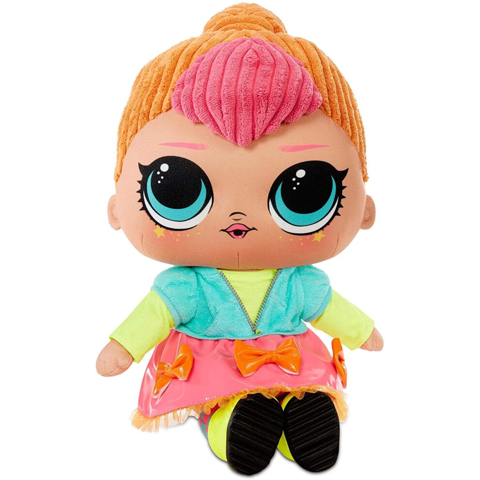 LOL Surprise Soft Plush Doll - Huggable Stuffed Toy with Changeable Outfit - Collectable - Neon QT 
