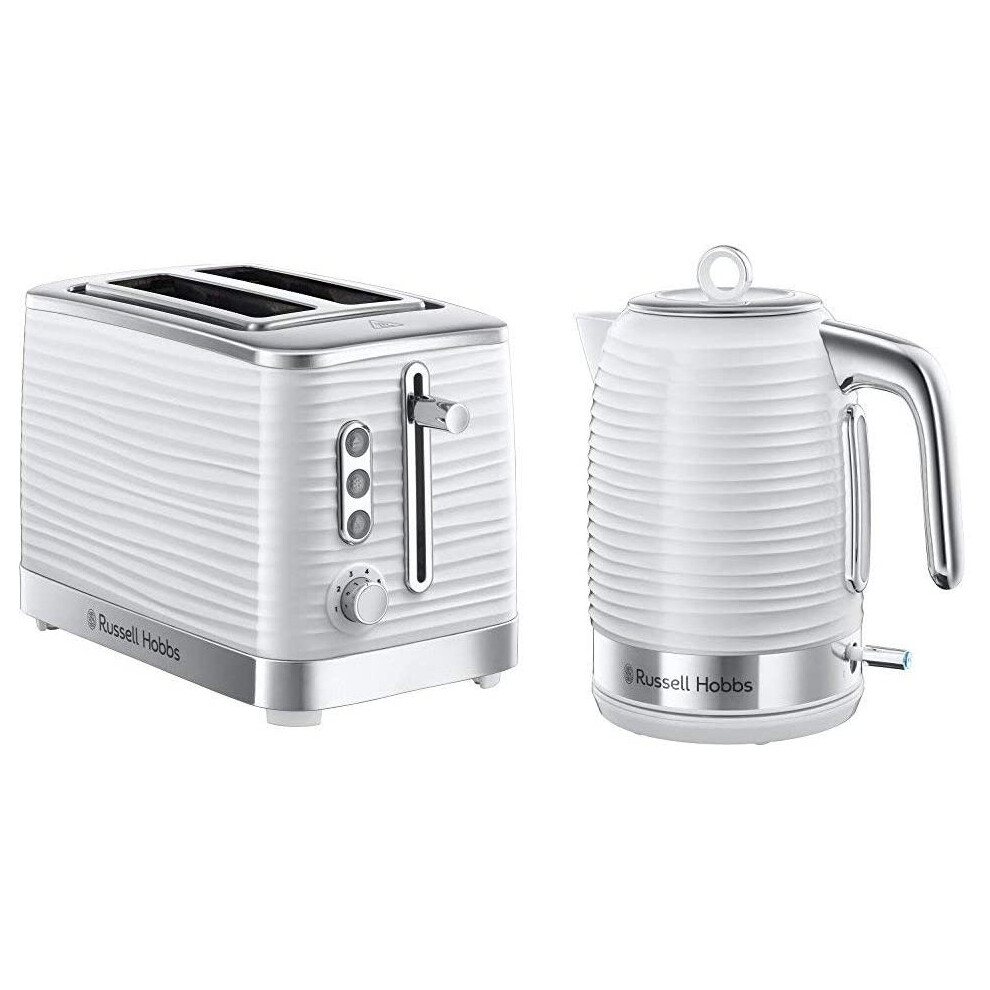 (White, Kettle and 2 Slice Toaster) Russell Hobbs 24382 Inspire High Gloss Plastic Four Slice Toaster