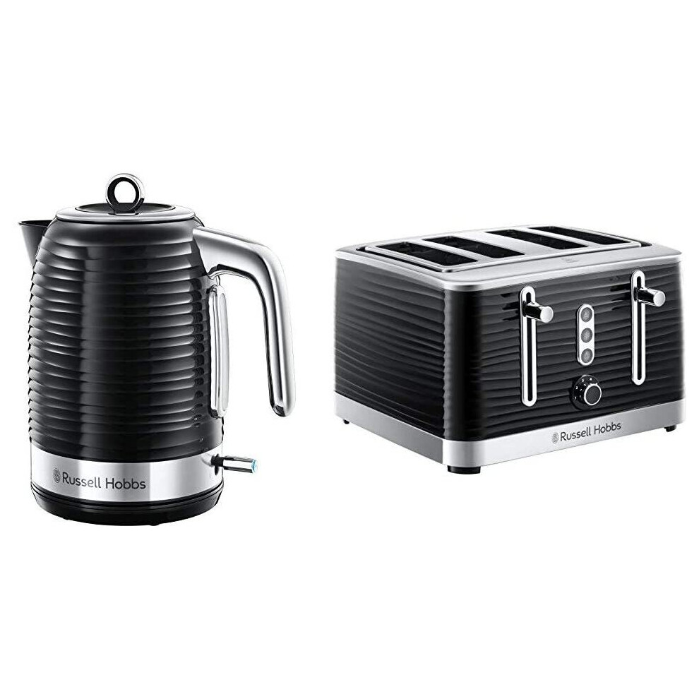 (Black, Kettle and 4 Slice Toaster) Russell Hobbs 24382 Inspire High Gloss Plastic Four Slice Toaster