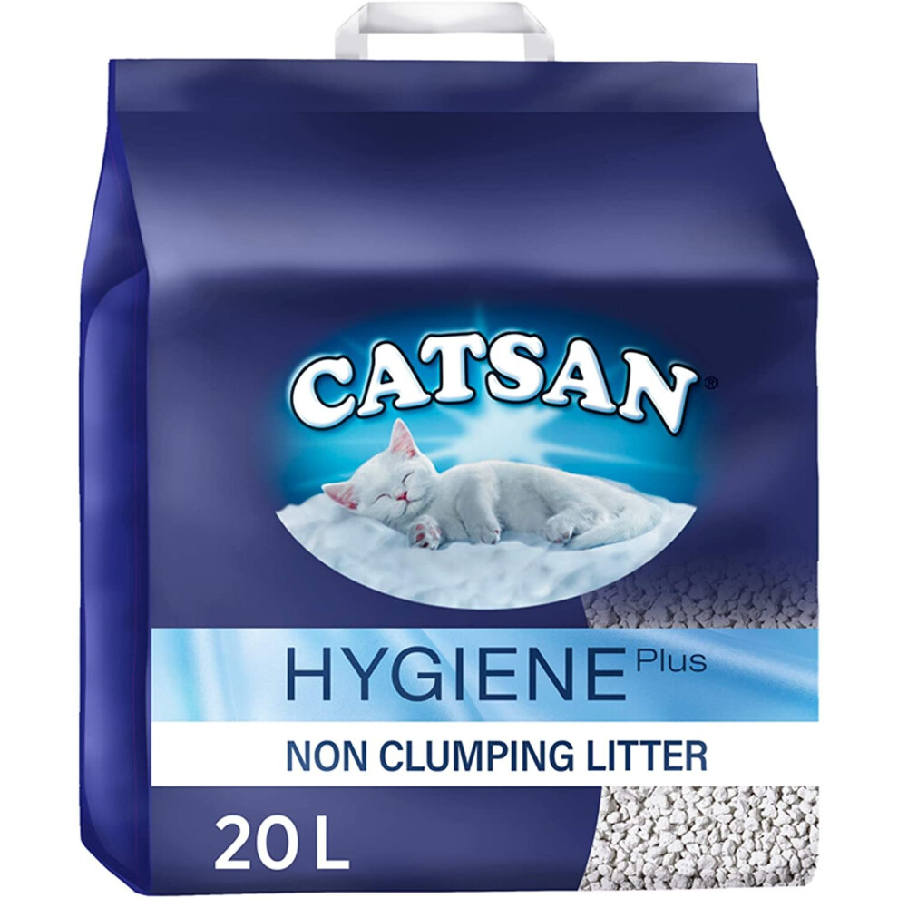 Catsan Hygiene Plus Cat Litter, with White Hygiene Granules, 20 L