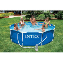 10ft x 30in Metal Frame Swimming Pool, Blue, 305 x 76 cm
