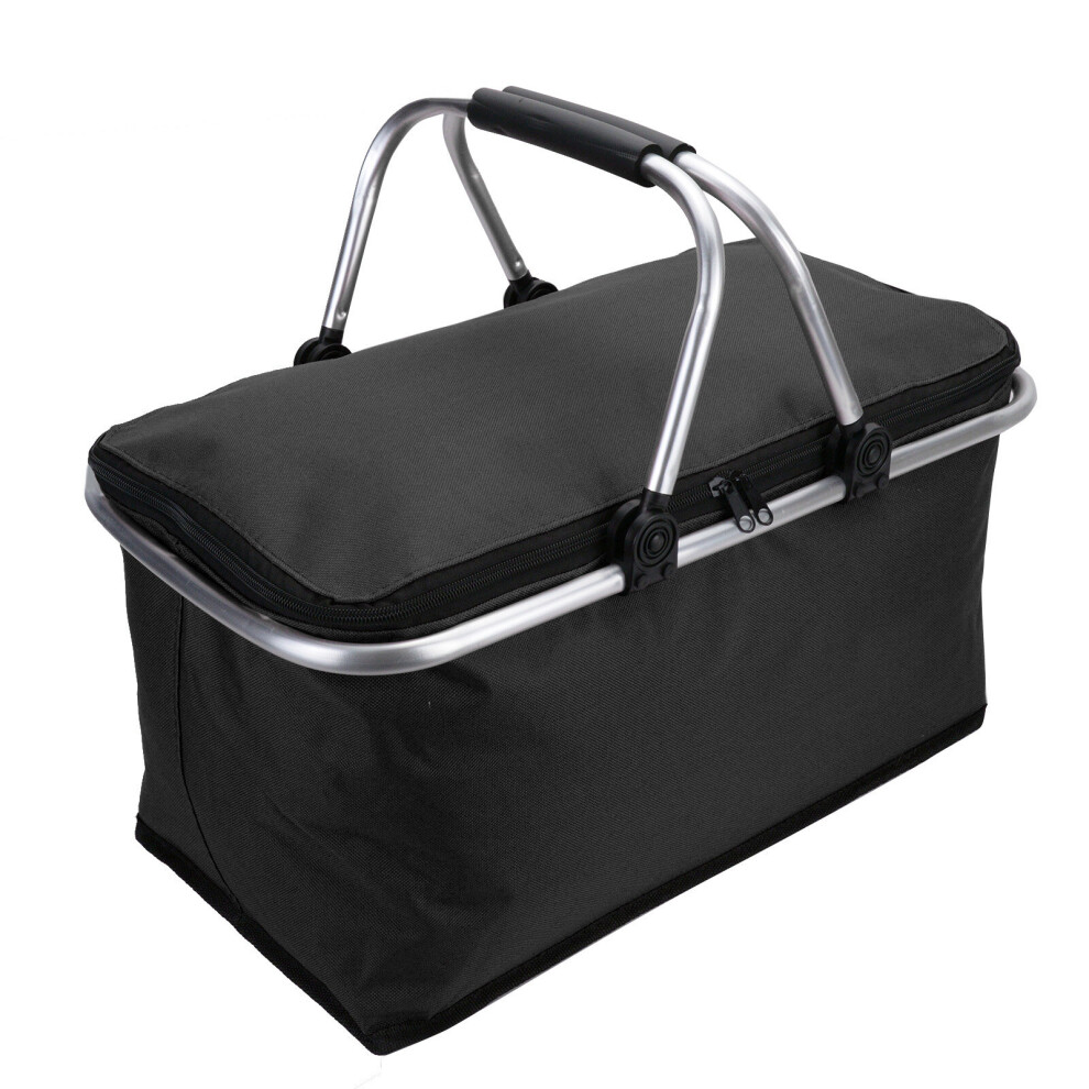 (Black) 30L Large Insulated Folding Picnic Bag