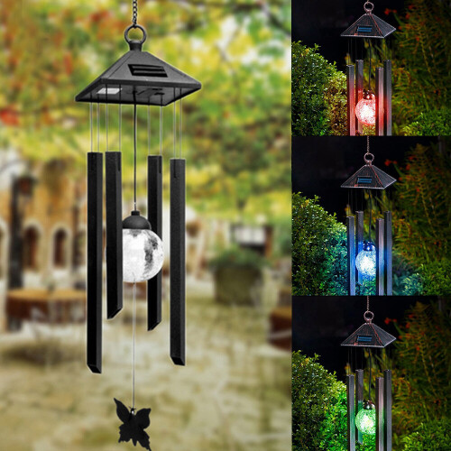 Modern Garden Multi Color Changing Solar Wind Chime Spinner Led Light Windchime