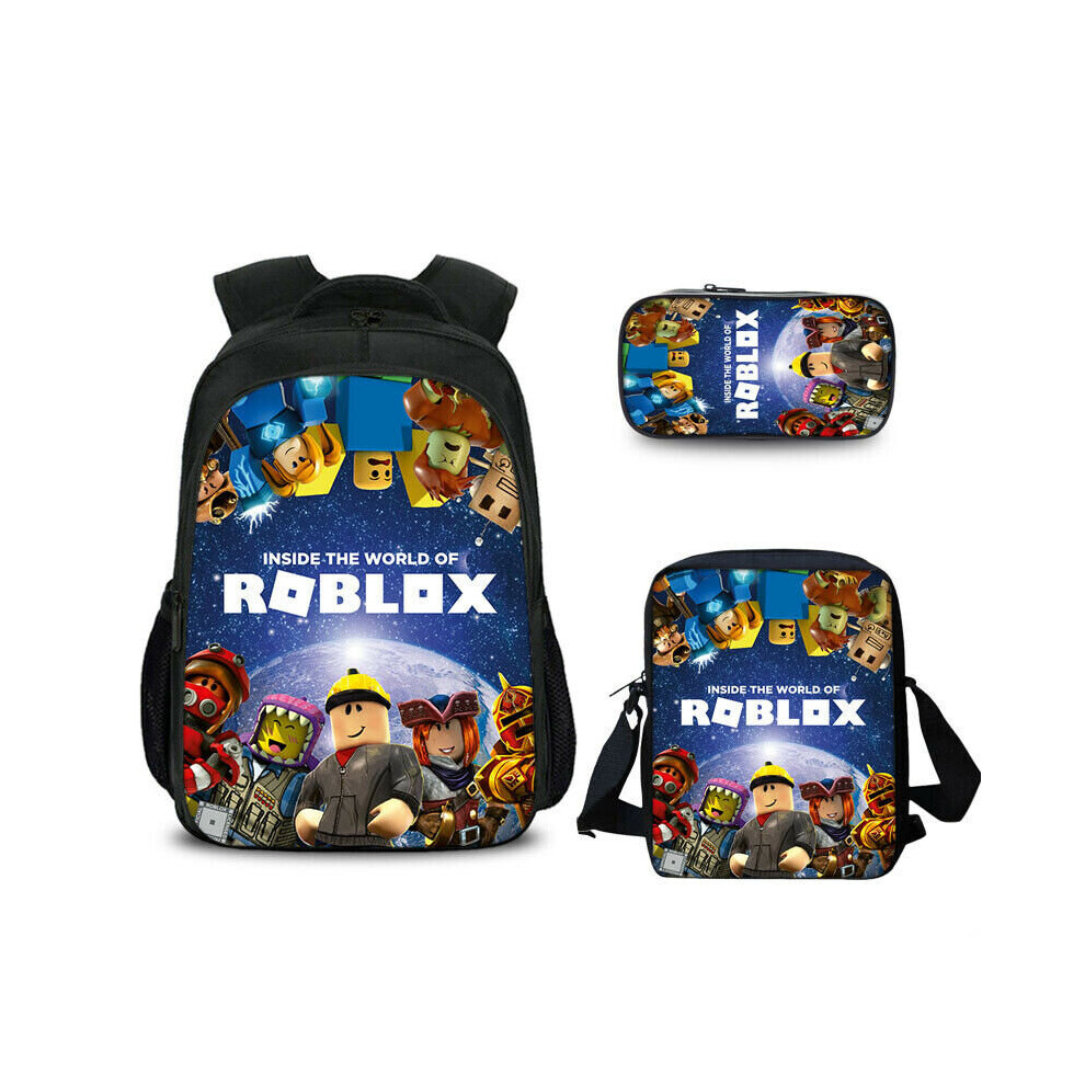 3pcs Kid Roblox Backpack Student Crossbody Bag Pencil Case School Bag