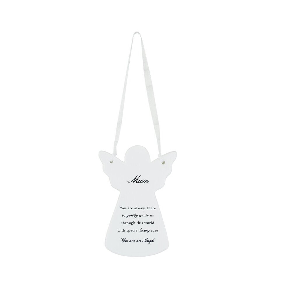 Mum Ceramic Hanging Guardian Angel With Ribbon Sentimental Gift Idea