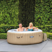 Intex PureSpa Bubble Massage Hot Tub for 4 - 77x28 in, 120 Jets, Fiber-Tech Construction, Hard Water System