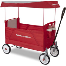 Radio Flyer 3957A EZ Wagon with Canopy, Folding Trolley for Kids, Garden and Cargo cart, Ages 1.5+, Red