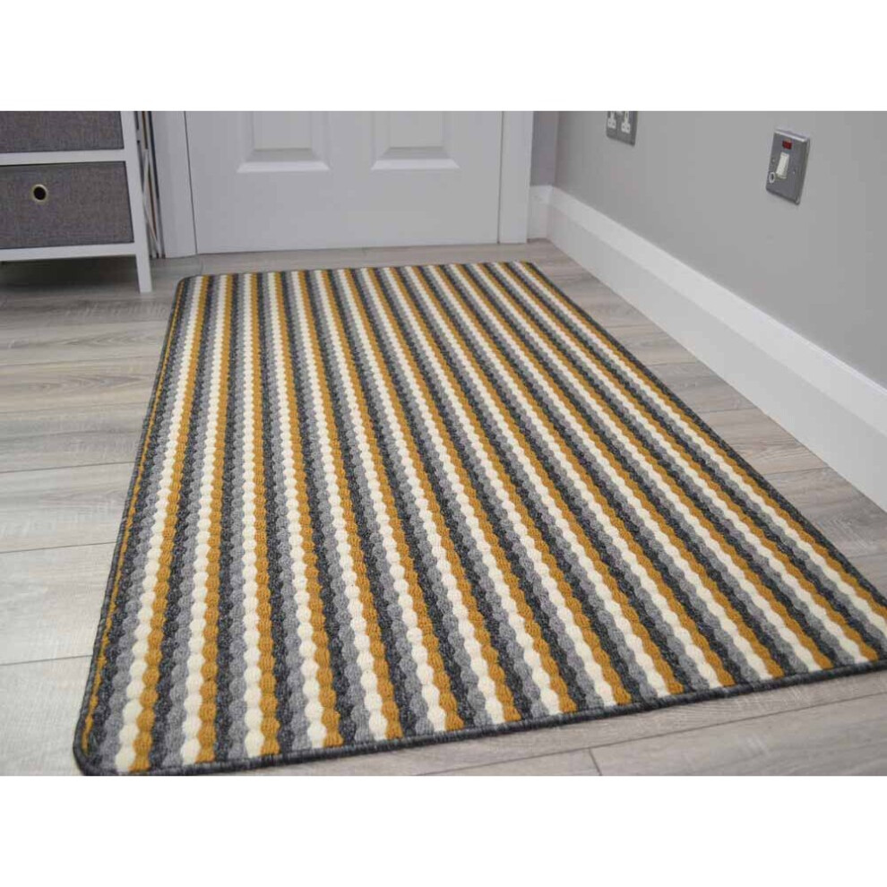 (Gold Ochre, 100cm x 160cm) Machine Washable Kitchen Floor Rugs Non Slip Mats