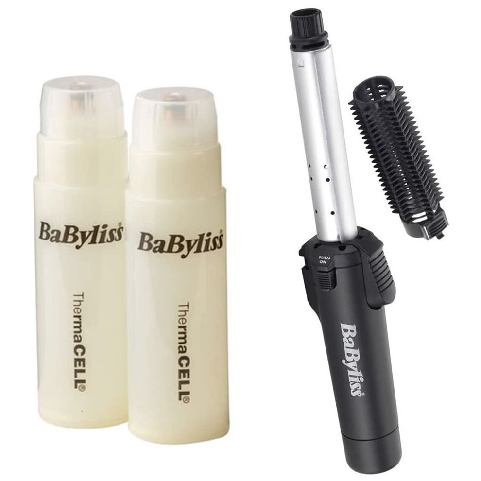 Babyliss 2583BU + 4580U Pro Cordless Portable Gas Combined 19mm Hair Styling Brush/Tong 2x Extra Free Energy Cells