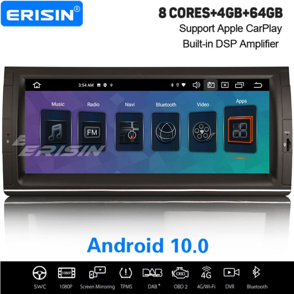 10.25" 8-Core Android 10 Dsp Car Stereo Ips Carplay Dab+ Satnav Bmw 5 Series E39 X5 E53 M5 631851158819