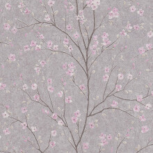 AS Creation Cherry Blossom Floral Flowers Trail Wallpaper Vinyl Texture Embossed Grey Pink Beige 37912-2