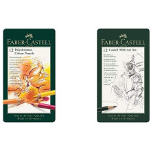 Faber Castell F110012 Polychromos Colour Pencils Tin Of 12 &Faber-Castell 9000 Art Set 12 x Pencils