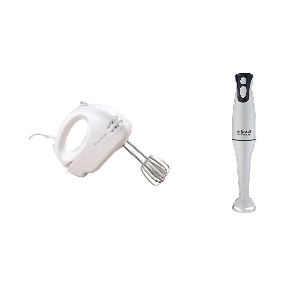 Russell Hobbs Food Collection Hand Mixer with 6 Speed 14451 125 W - White & Hobbs Food Collection Hand Blender 22241 2