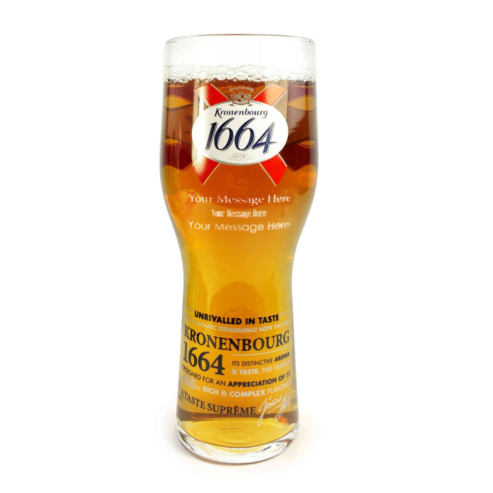 Personalised Engraved Official Kronenbourg Pint Beer Glass (Your Name / Message)