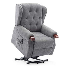 (Grey) Harrogate Fabric Electric Rise Recliner Sofa Armchair