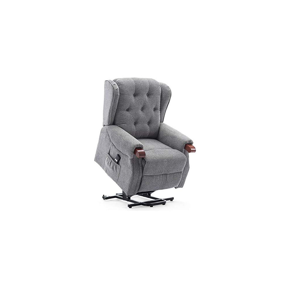 More4homes Grey (Grey) Harrogate Fabric Electric Rise Recliner Sofa Armchair