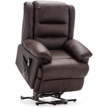 (Brown) Loxley Electric Rise Recliner Armchair Bonded Leather Mobility Lift Chair