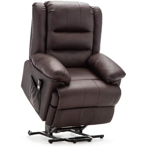 (Brown) Loxley Electric Rise Recliner Armchair Bonded Leather Mobility Lift Chair